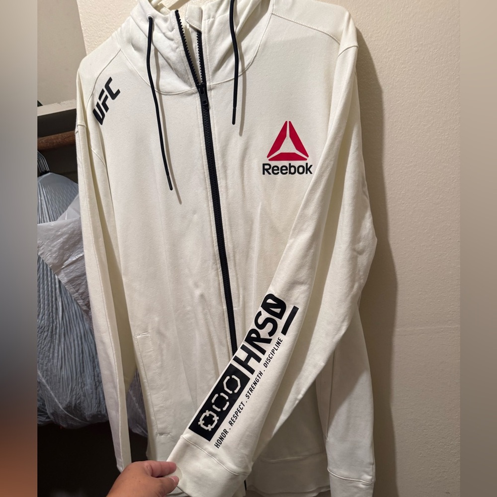 Reebok White and Black Zip-Up Jacket